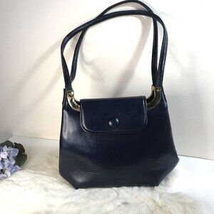 Vintage Mod 60s Blue Shoulder Bag Pleather Faux Leather USA